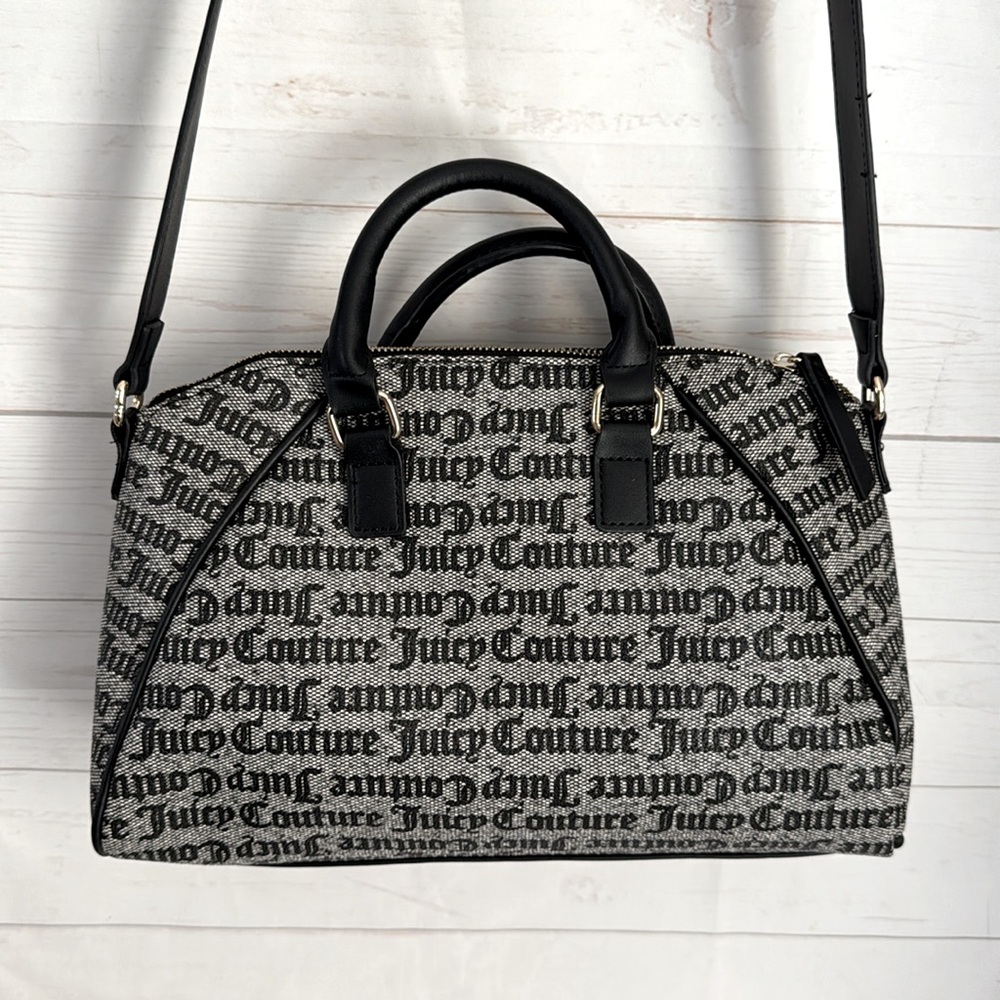 Juicy Couture Black & Gray Eastside Westside Satchel Bag Vegan Leather - Picture 5 of 11